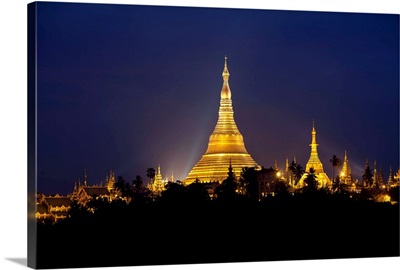 Shwedagon Pagoda at night, Yangon, Burma