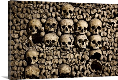 Skulls in the Catacombs beneath the city of Paris