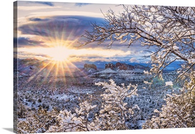 Snow Over Cathedral Rock In Sedona, Arizona
