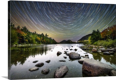 Star Trails Over Jordan Pond In Acadia