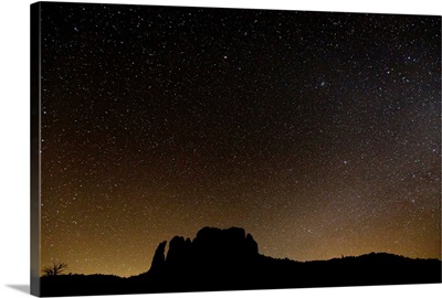 Stars at night above Cathedral Rock in Sedona, Arizona