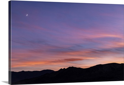 Stunning Sunset With Moon At The Racetrack In Death Valley