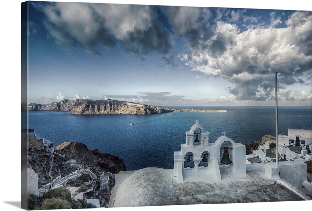 Santorini Greece Panoramic Picture Canvas Print Home Decor Wall Art 