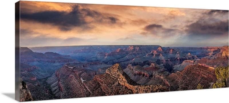 Sunset with clouds panorama in the Grand Canyon Wall Art, Canvas Prints ...