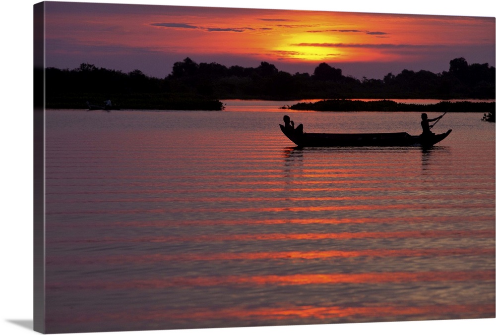 Sunset with fishing boats, Siem Reap, Cambodia