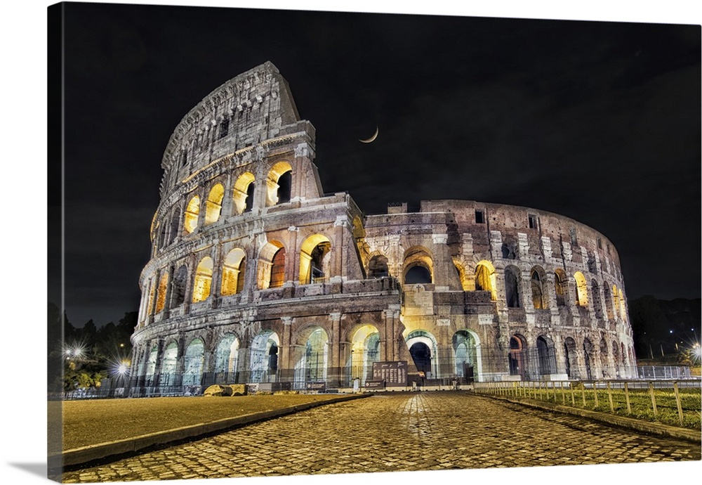 The Coliseum after dark in Rome, Italy