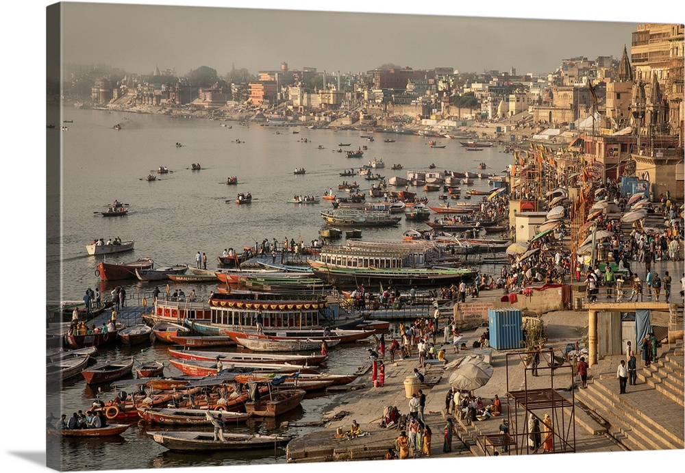The Ganges River and crowded city of Varinasi, India