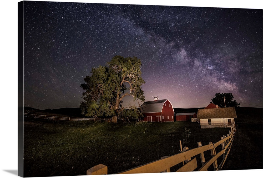 The Milky Way over a farm in the Palouse, Washington.