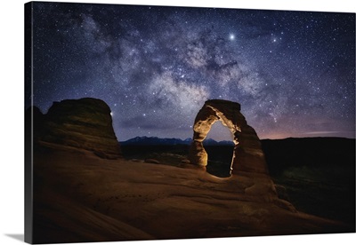 The Milky Way Over Delicate Arch In Arches National Park