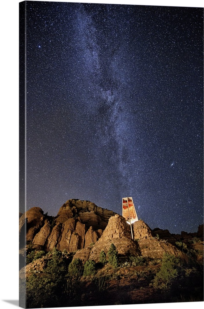 The Milky Way over the Chapel in Sedona, Arizona.