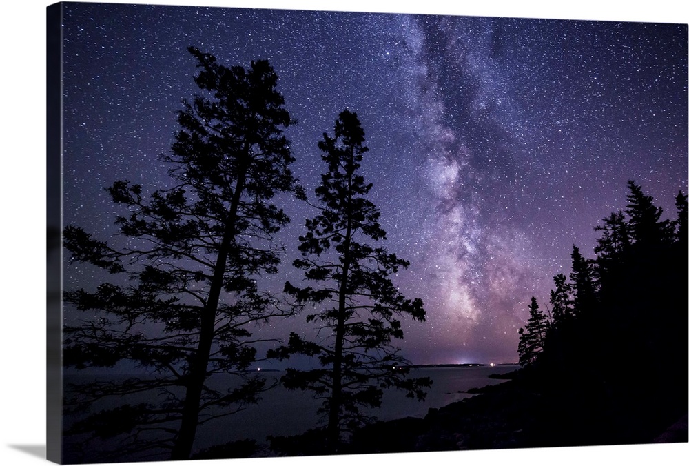 The Milky Way over the coast in Acadia National Park in Maine.