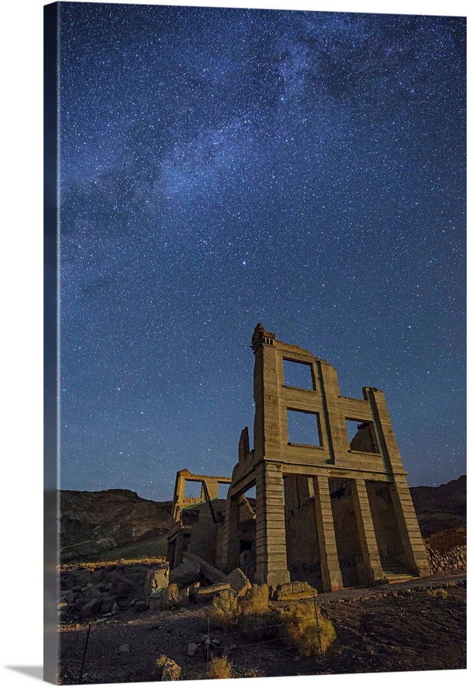 The Milky Way over the ghost town in Rhyolite, Nevada.
