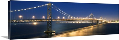 The Oakland Bay Bridge after dark in San Francisco