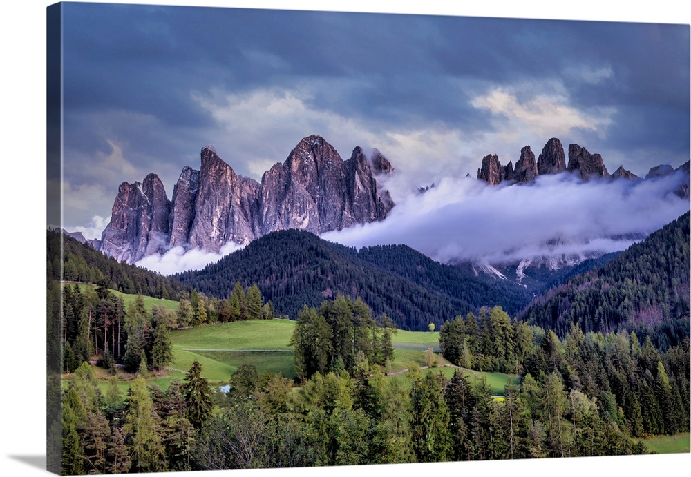 Sunset in Val di Funes in the Dolomites