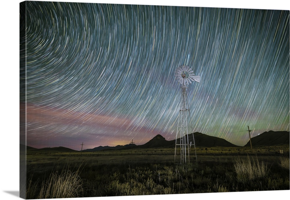 Wildmaill with colorful star trails in Arizona