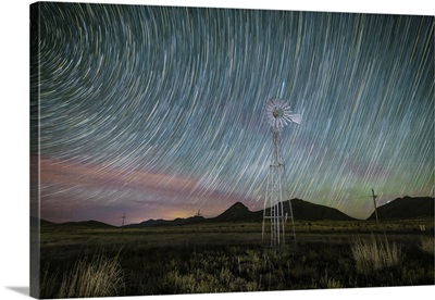 Wildmaill With Colorful Star Trails In Arizona