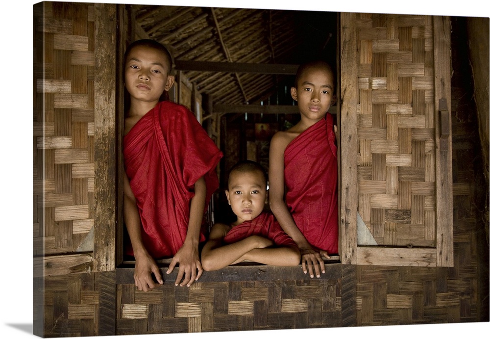 Young Burmese monks in their monastery, Bagan, Burma
