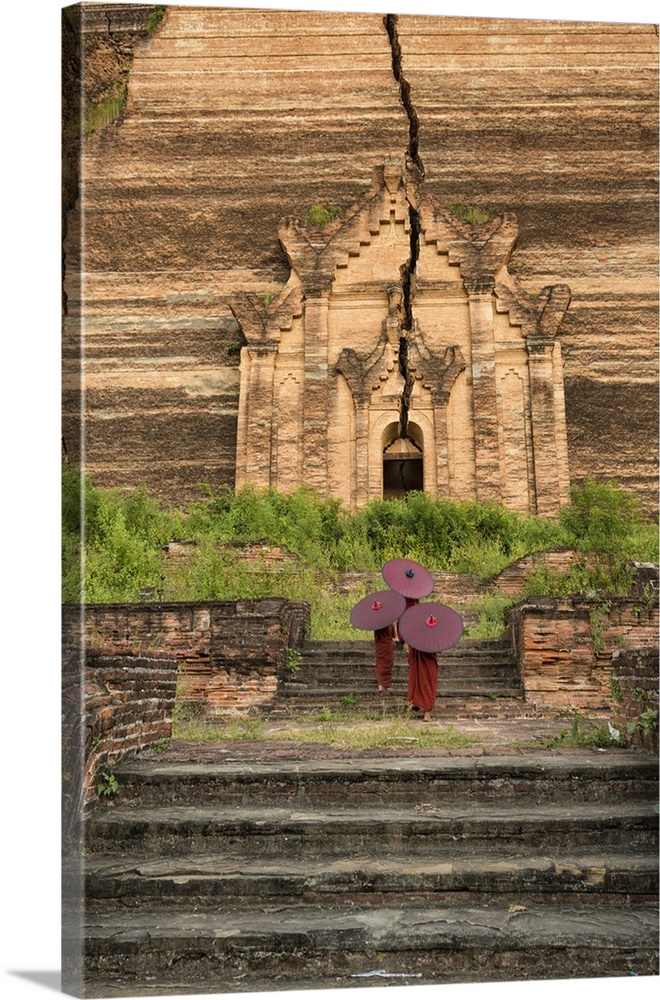 Young monks walking up Mingun Temple in Mandalay, Burma