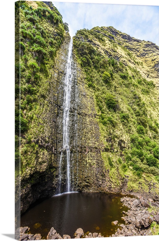Big Island Hawaii. A waterfall on the big island's inaccessible northeast shore.
