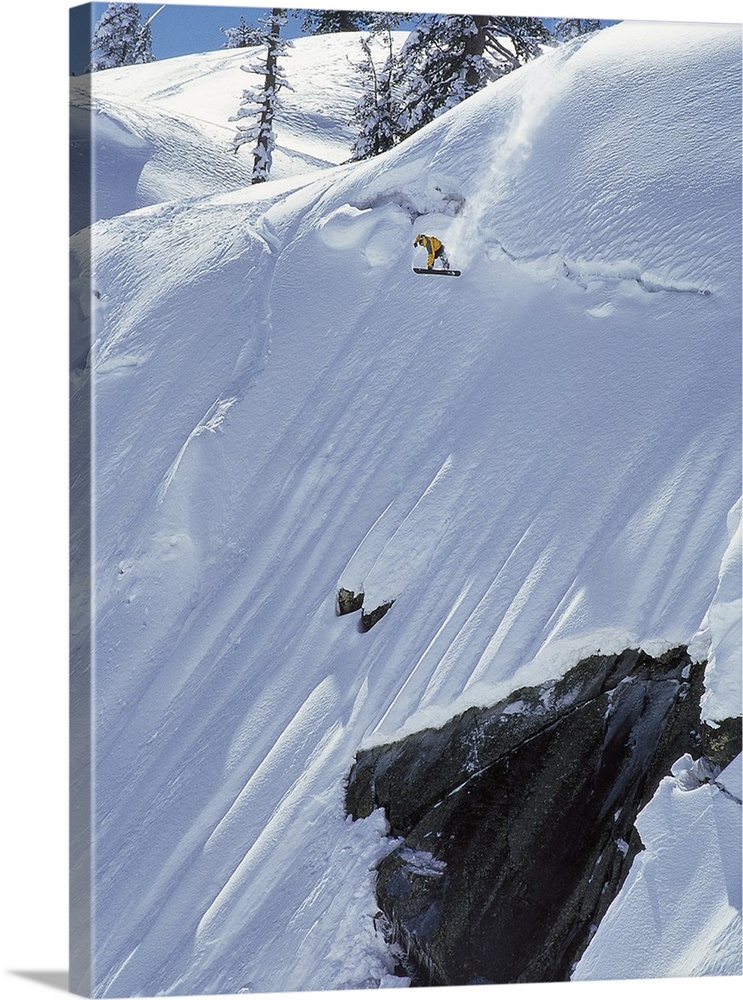 Andrew Crawford snowboarding on the steep sides of the Donner Summit in California, late 90's.