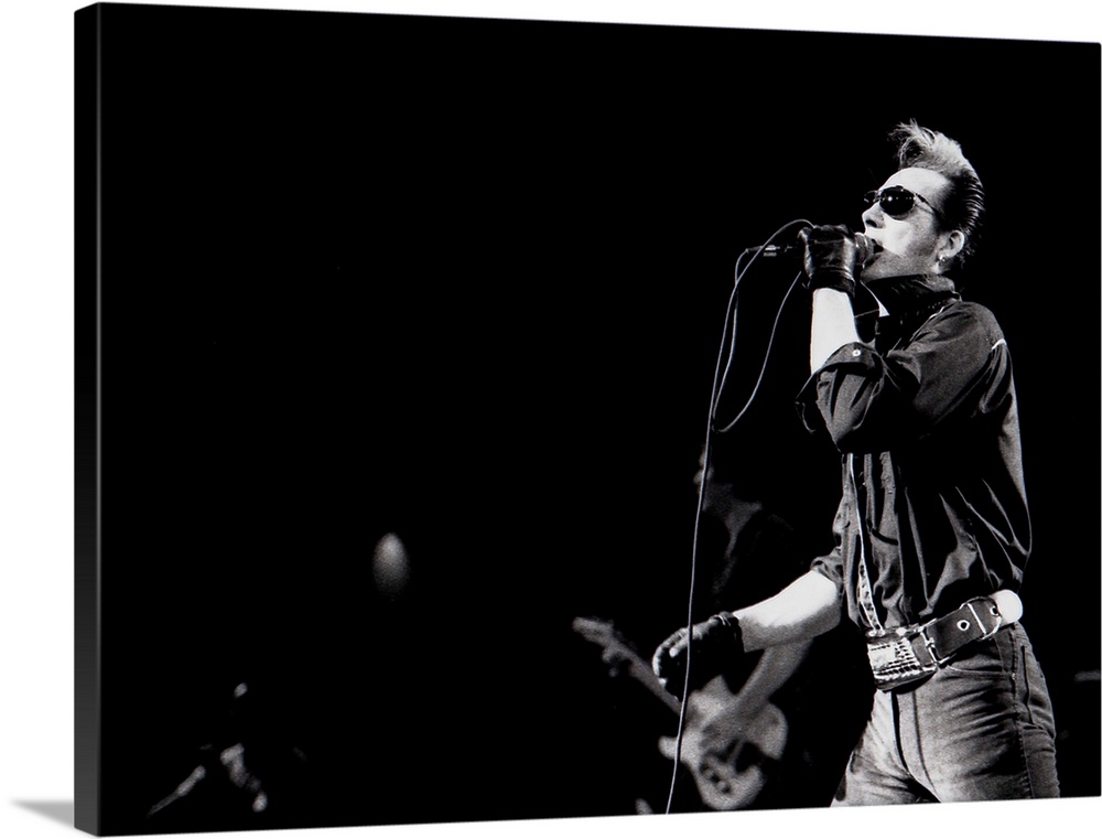 Dave Vanian, lead singer of the punk rock band The Damned, singing in Hollywood, California, 1989.