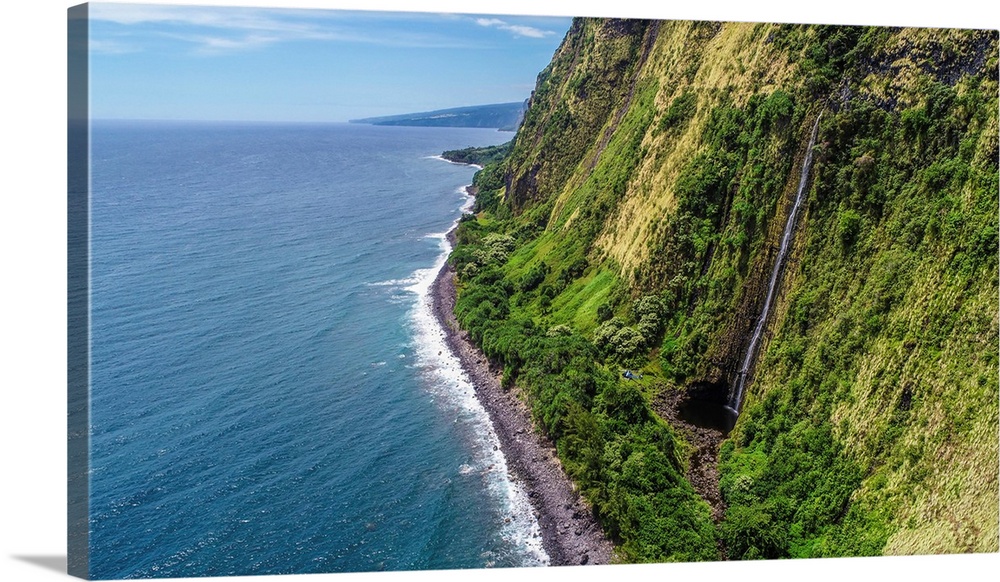 Big Island Hawaii. Looking south towards the waterfalls along the big island's northeastern shore.