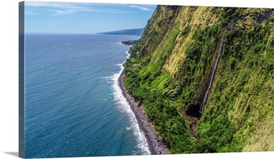 Looking South Towards The Waterfalls Along The Big Island's Northeastern Shore