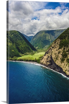 The big island's stunning Waipi'o Valley from offshore