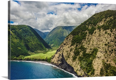 The big island's stunning Waipi'o Valley, seen from offshore