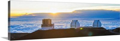 The Sun Sets Over The Observatories On Mauna Kea