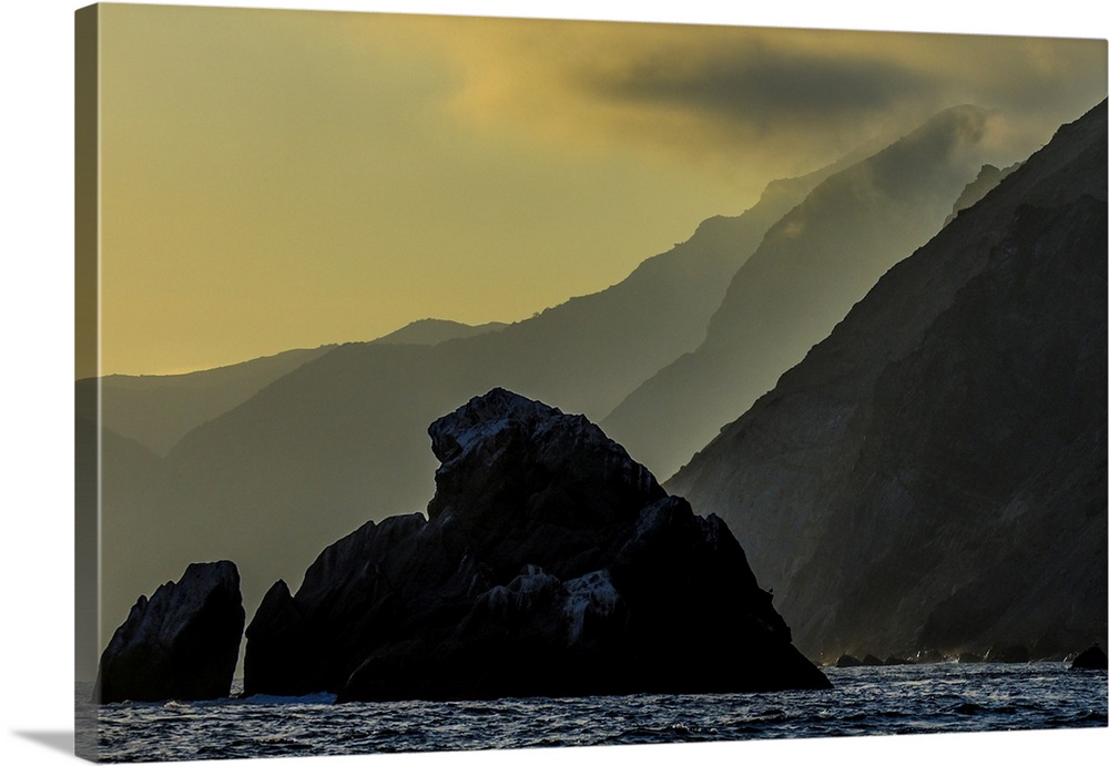 Catalina Island. The sun setting over the rugged backside of Catalina island.