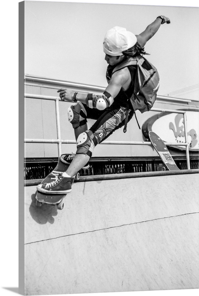 Vintage photo of legendary skateboarder Christian Hosoi, shot in la in 1988. Photo may have a film grain texture. Location...