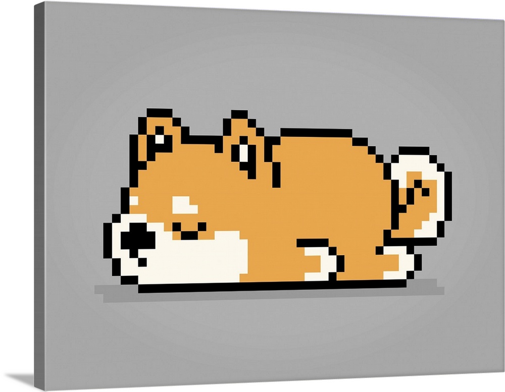 8-bit pixel shiba inu dog is sleeping.