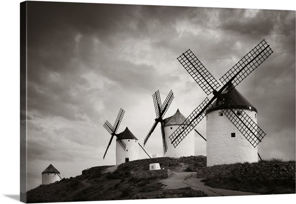 A Group Of Windmills In Consuegra Near Toledo In Spain