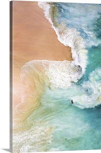 Aerial View Of Some People Kelingking Beach, Nusa Penida, Indonesia During Sunset image thumbnail