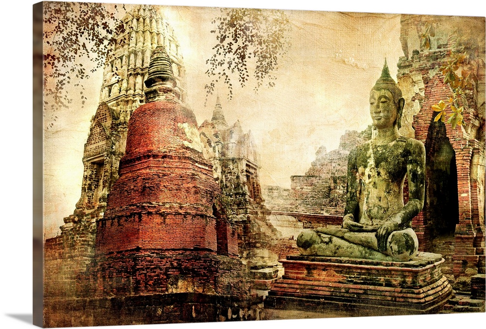 ancient cities of Thailand - artwork in painting style