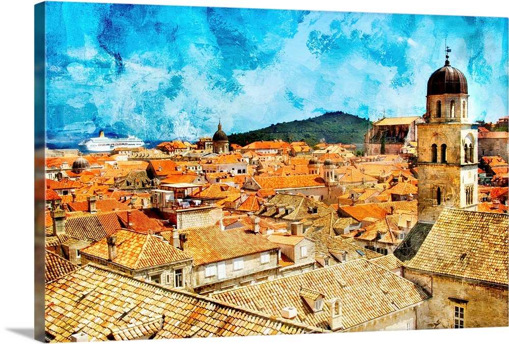 ancient Dubrovnik  -artwork in  painting style