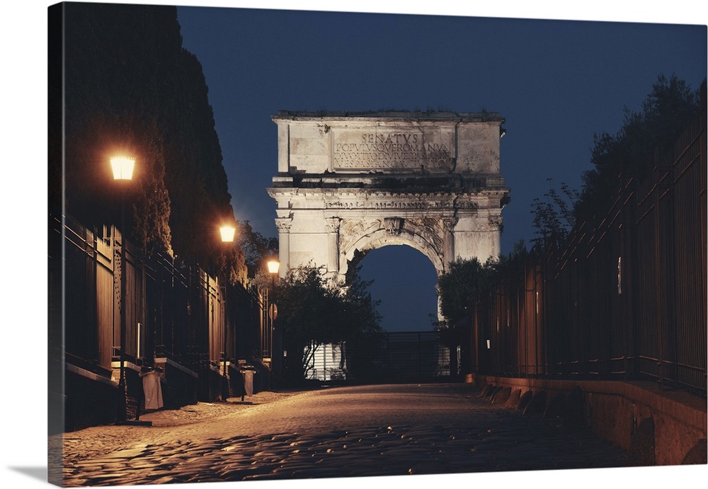 Arco Di Tito At Night In Rome, Italy