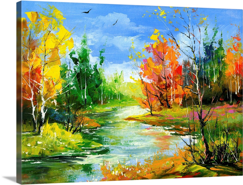 The autumn landscape executed by oil on a canvas