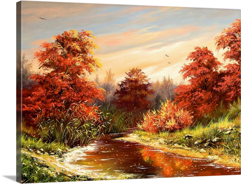 Autumn landscape with the river