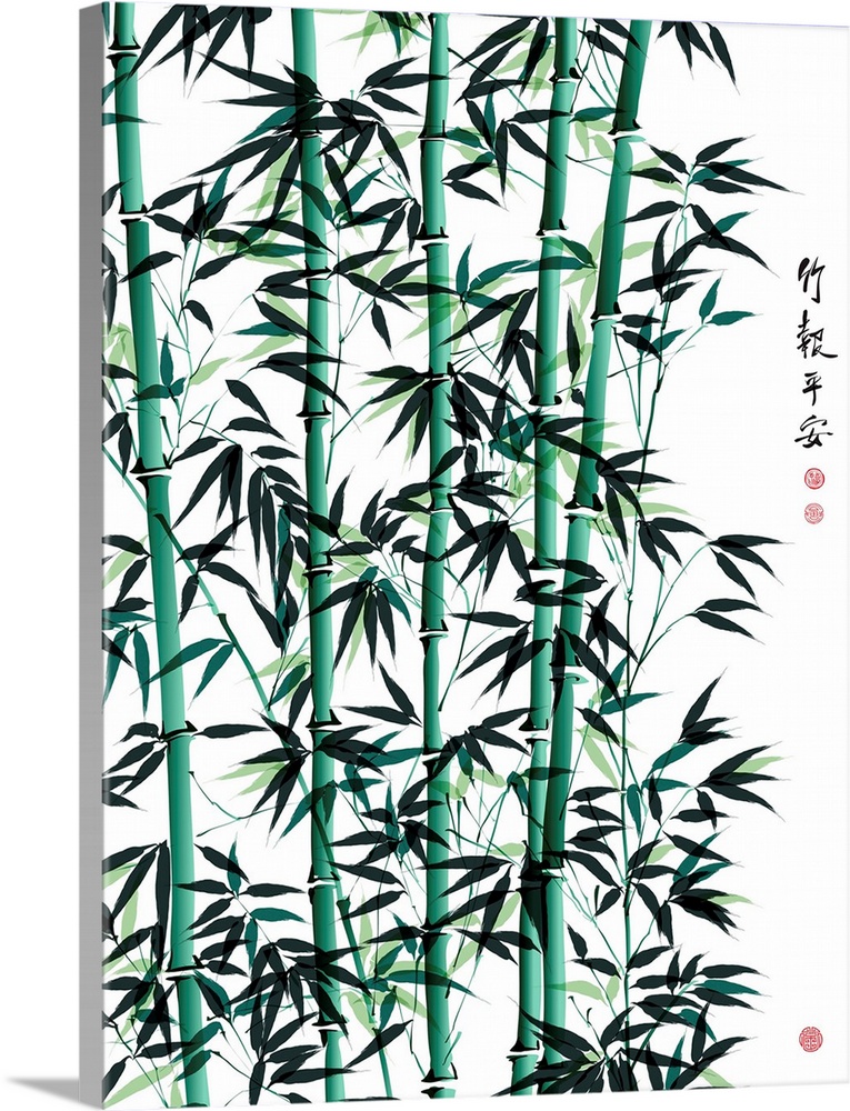 Bamboo Ink Painting. Translation: Wellbeing