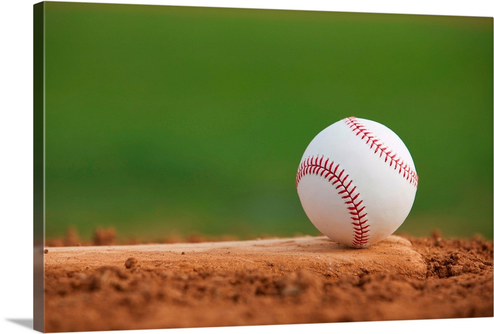 Baseball on the Pitchers Mound Close Up.