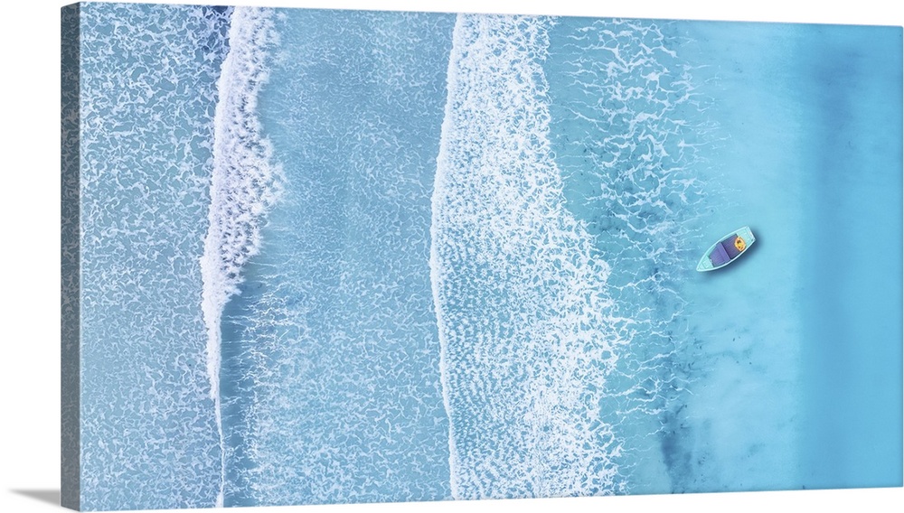 Beach and waves from top view. Turquoise water background from top view. Summer seascape from air. Top view from drone. Tr...