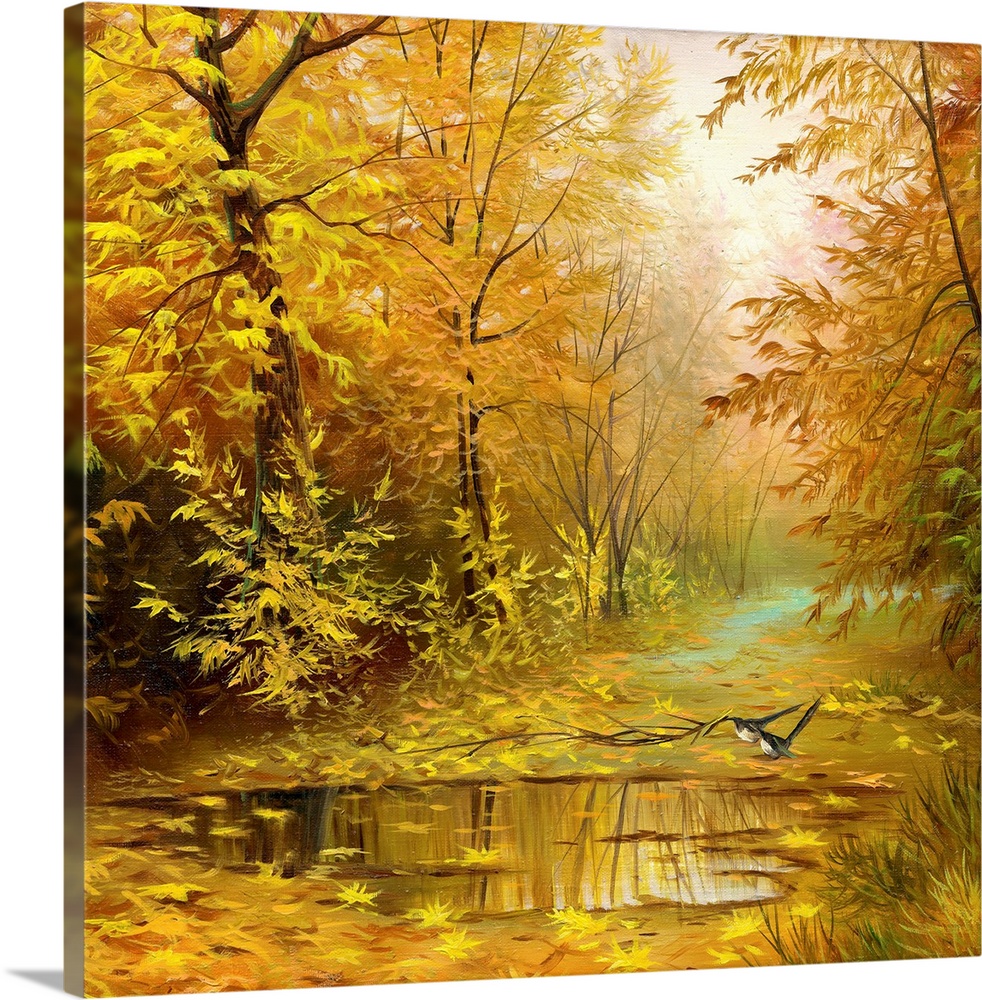 beautiful autumn landscape, canvas, oil