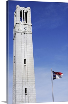 Bell Tower And North Carolina State Flag