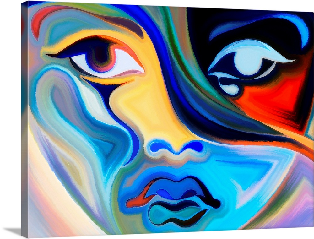 Colors of the Mood series. Abstract arrangement of elements of human face and colorful abstract shapes.