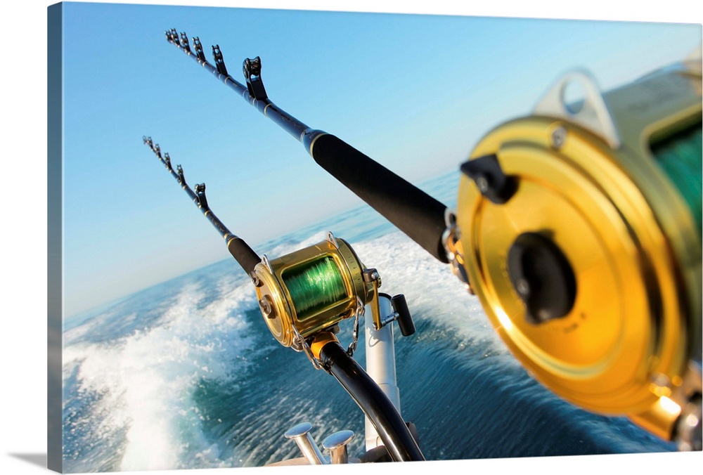 Ocean Fishing Reel On A Boat In The Canvas Print