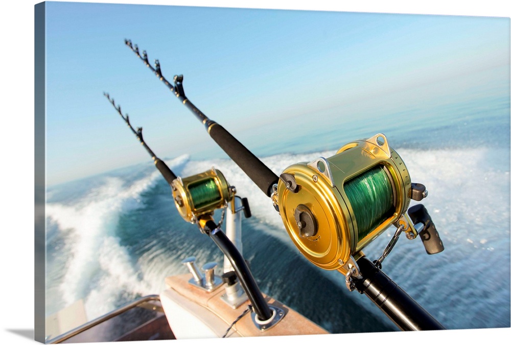 Big Game Fishing Reels Solid-Faced Canvas Print