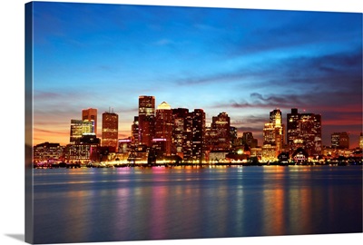 Boston Skyline at night, Massachusetts