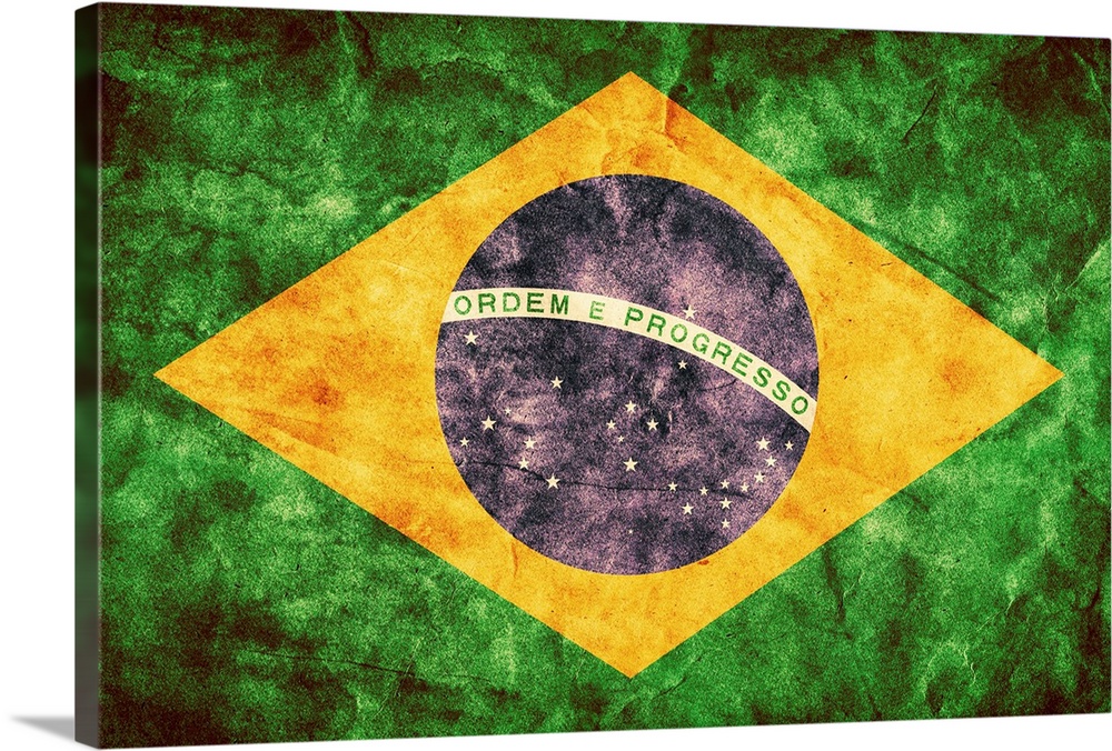 Brazilian flag in a grunge style.